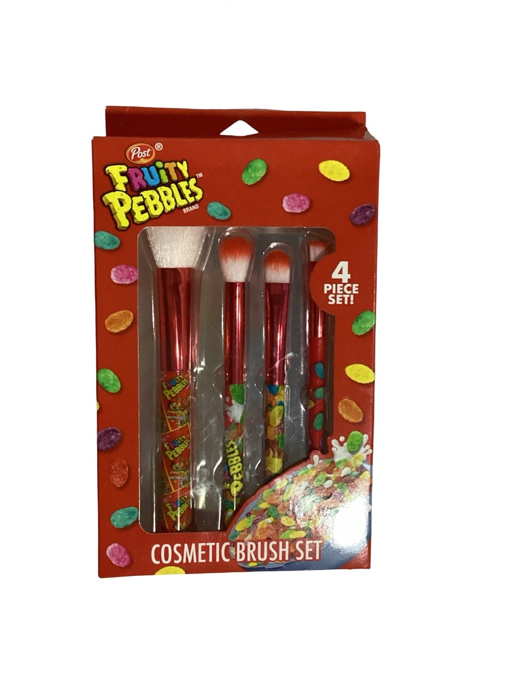Post Fruity Pebbles Taste 4pc Cosmetic Makeup Brush Flinstone’s Set NEW